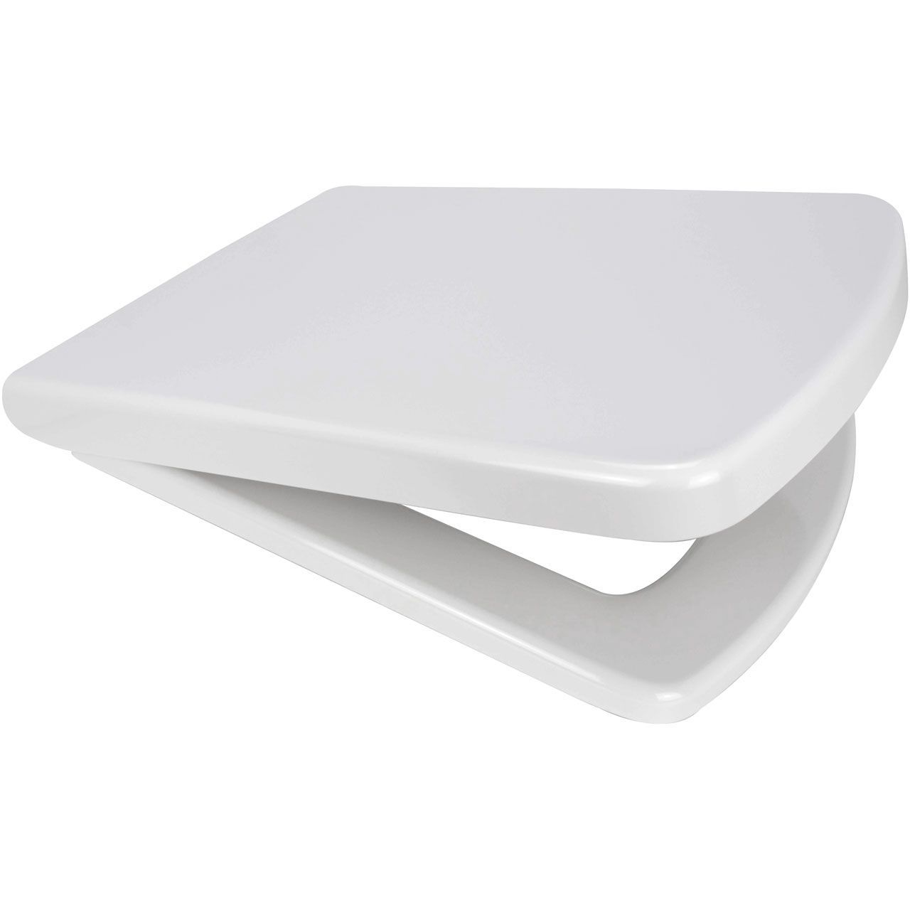 ONE Duroplastic Toilet Seat White Chrome Smiley 'D' Plated Metal Hinges Top Fixing