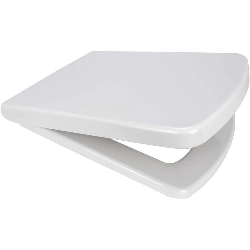 ONE Duroplastic Toilet Seat White Chrome Smiley 'D' Plated Metal Hinges Top Fixing