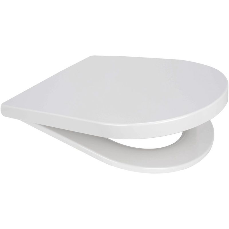 ONE Duroplastic Toilet Seat White Chrome Middle 'D' Plated Metal Hinges Top Fixing