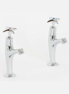 Sink Cross Top Pillar Taps Chrome