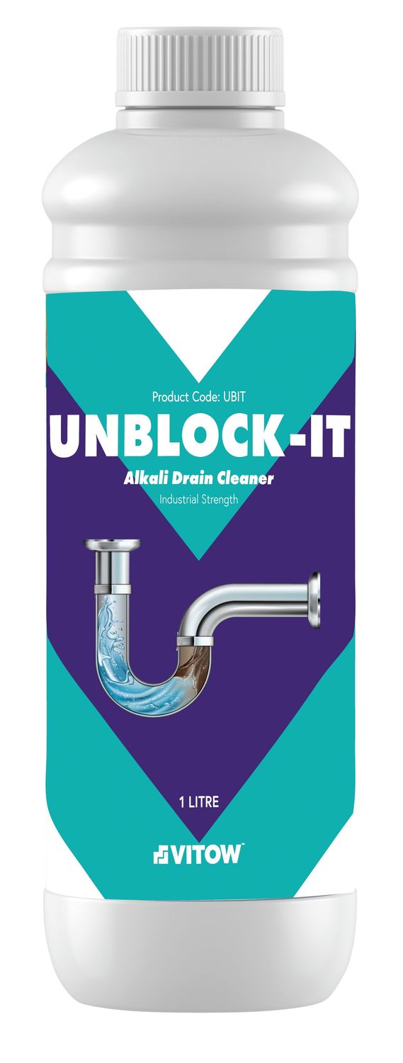 Mark Vitow Unblock It Industrial Strength Alkali Drain Cleaner 1Litre