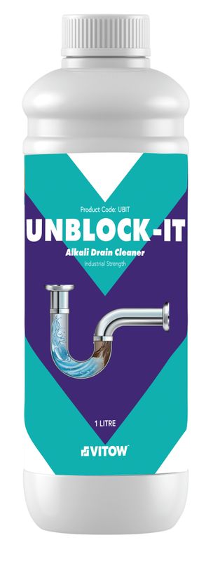 Mark Vitow Unblock It Industrial Strength Alkali Drain Cleaner 1Litre