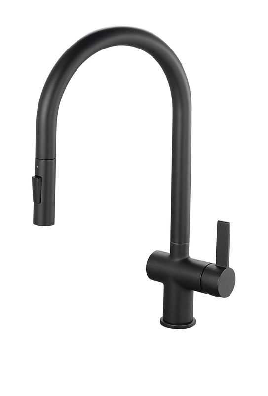 Tailored Mayhill Matt Black Single Lever Pull Out Kitchen Tap
