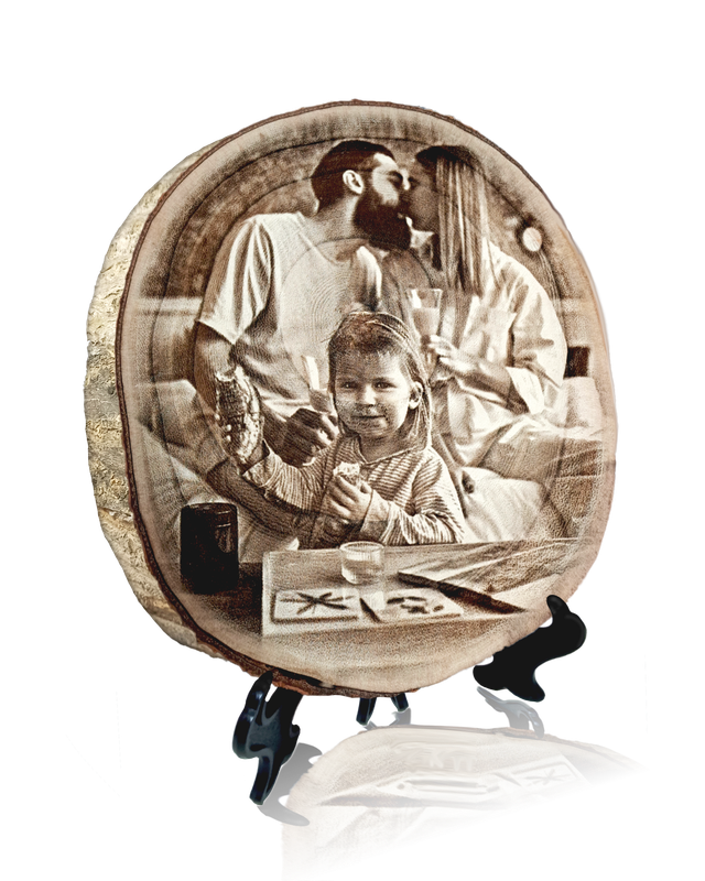 Rodaja Medium Vintage | Madera Natural Personalizada con Fotografía (17Cm)