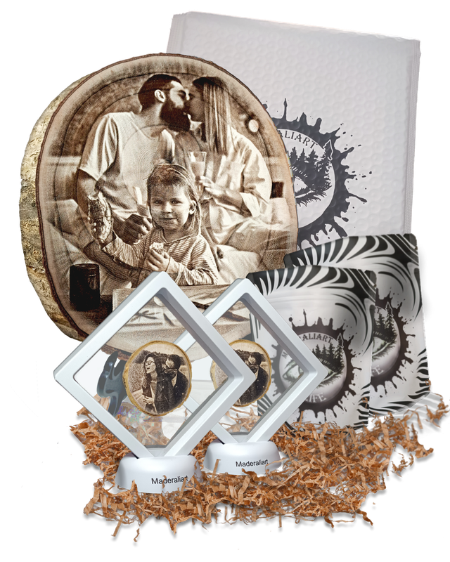 Pack Fusión Regalo 010 | Rodaja Medium Vintage, x2 Expositores Wood Slice + Envío Gratis.