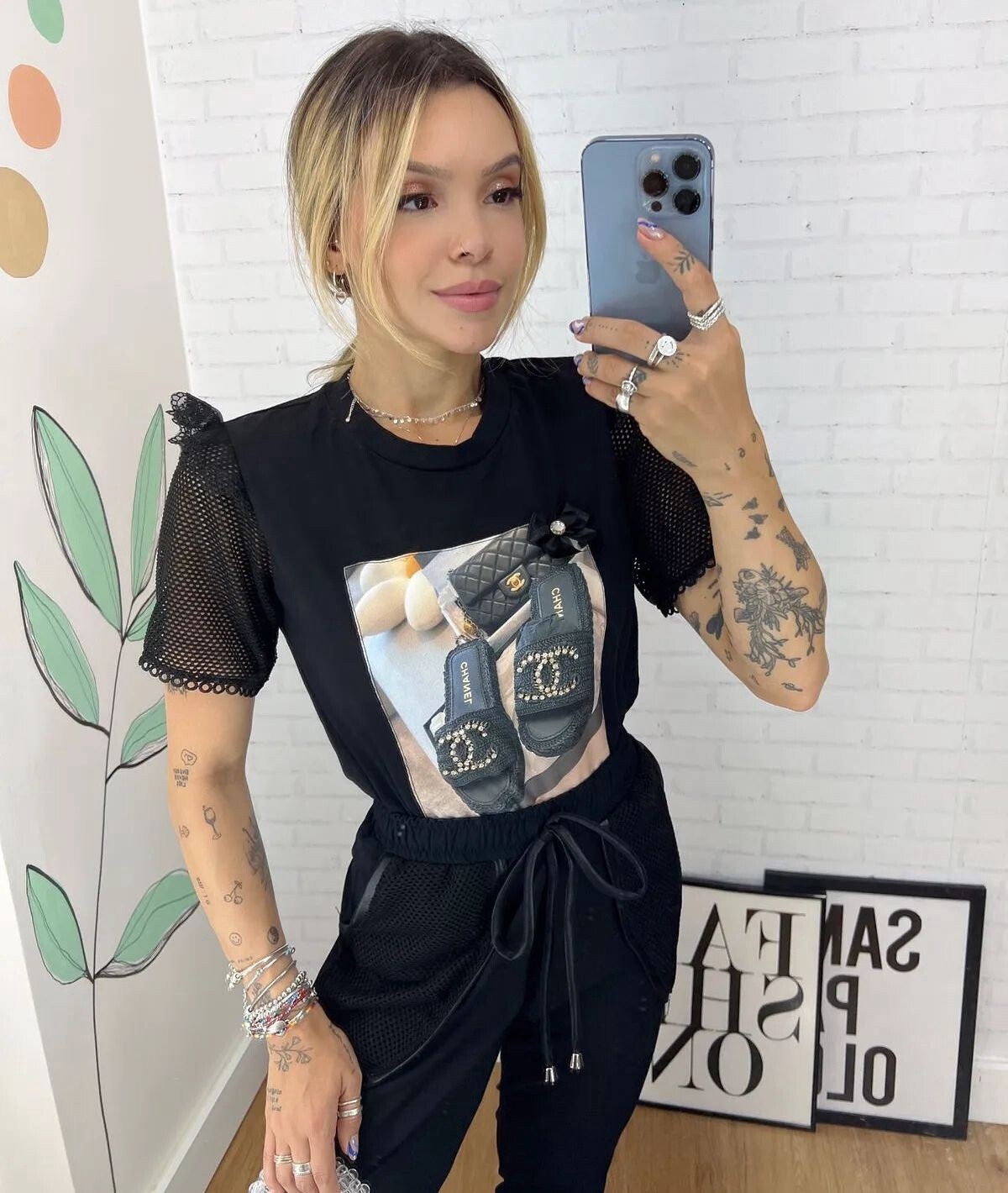 Chanel Tee, Color: black, Size: Small