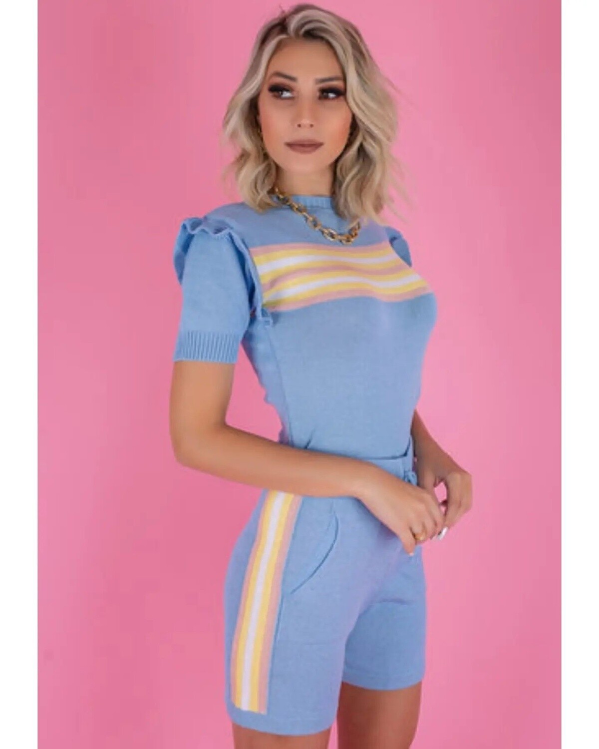 Peach Sweater 2 piece set, Color: Blue