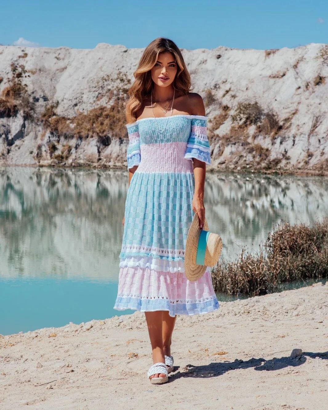 Midi Pied Poule Dress