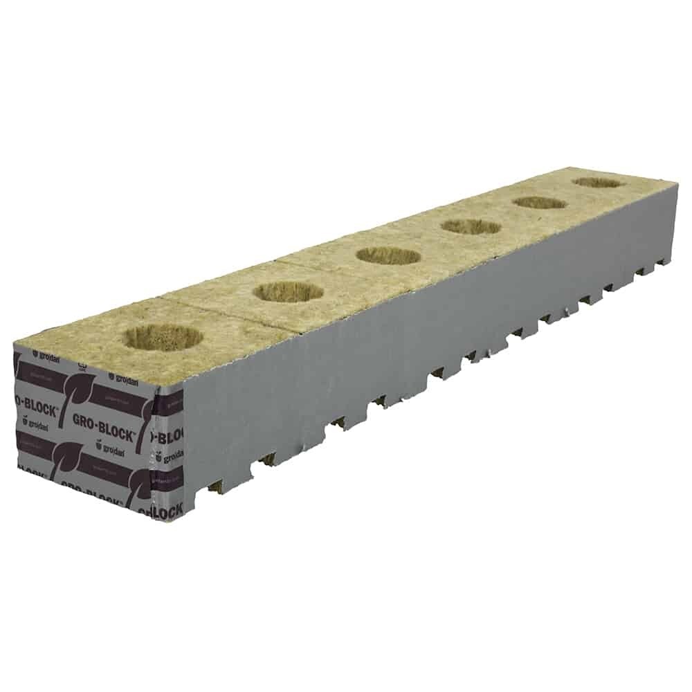 Grodan 4x 4x2.5&quot; 6.5 Block Pro, Improved, case of 216 (36 strips)