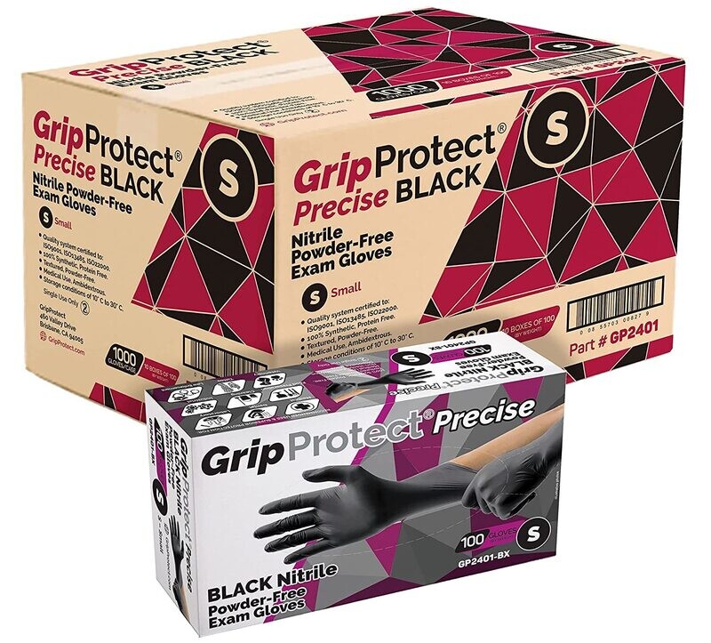 Nitrile Gloves Black 4mil - Box of 100 LARGE