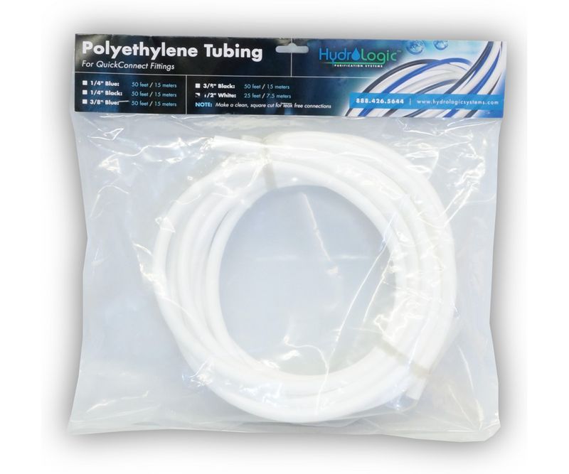 Hard Polyethylene Tubing 1/2&quot; White 25ft