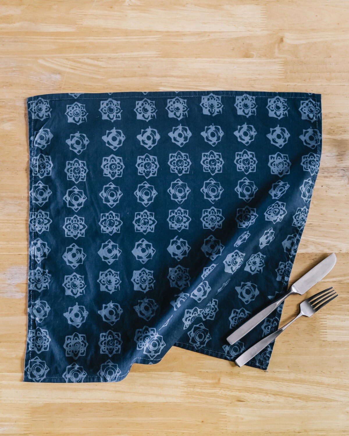 Hand-Stamped Batik Napkins – Blue
