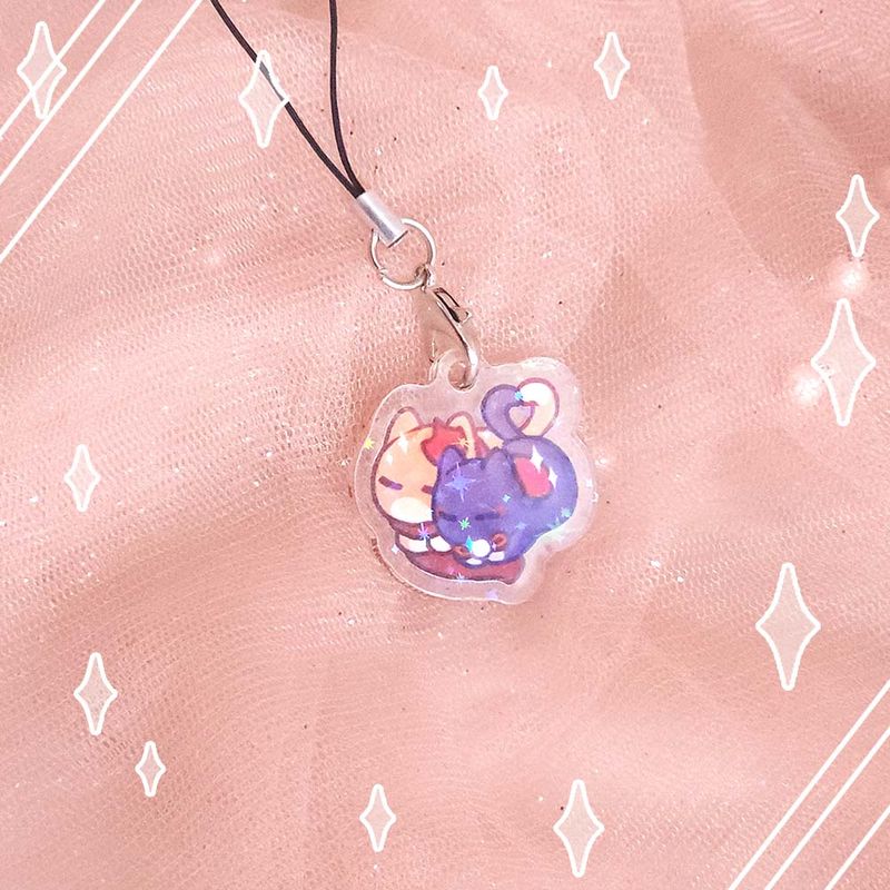 Chiscarameow Holo Laminated Phone Charm