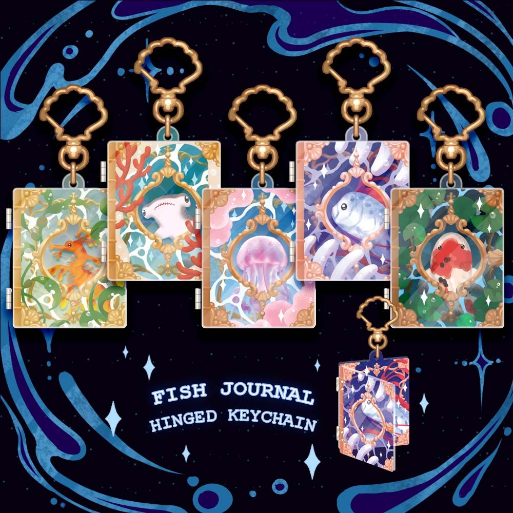 Fish Journal Hinged Keychain