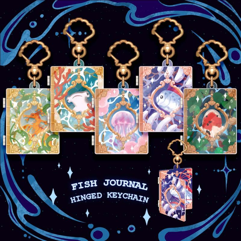 Fish Journal Hinged Keychain