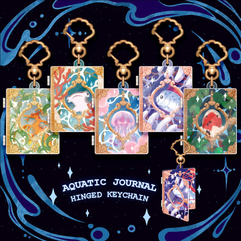 Aquatic Journal Hinged Keychain