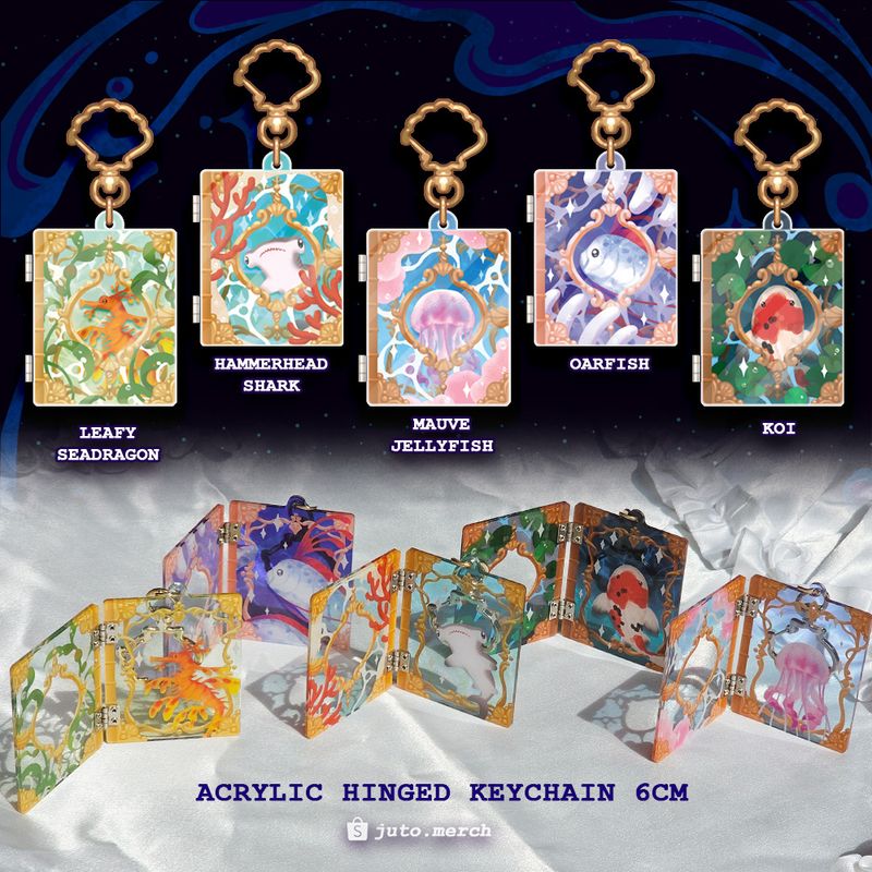 Aquatic Journal Hinged Keychain