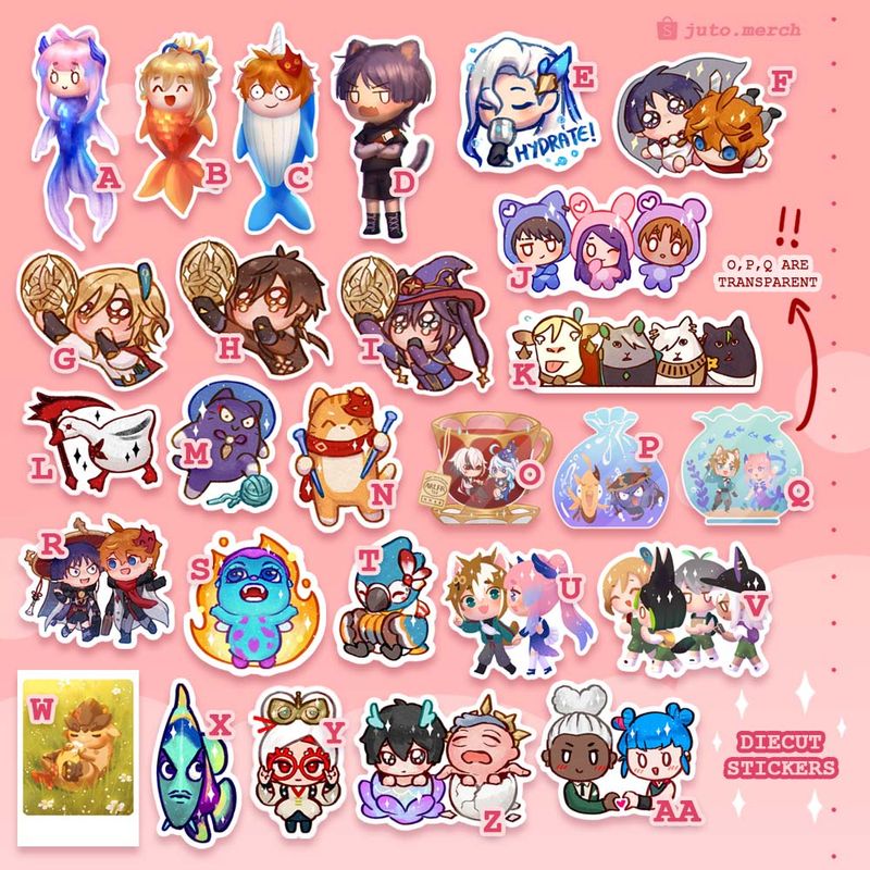 Diecut stickers Genshin Impact, BOTW, Barbie, Arcane