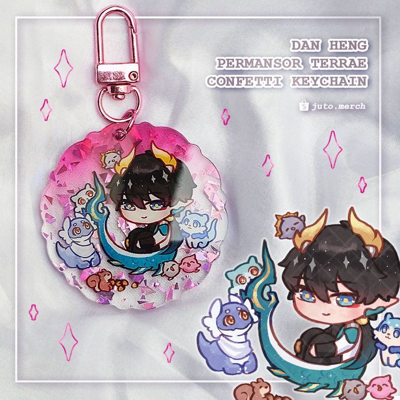 Dan Heng HSR Pink Confetti Keychain