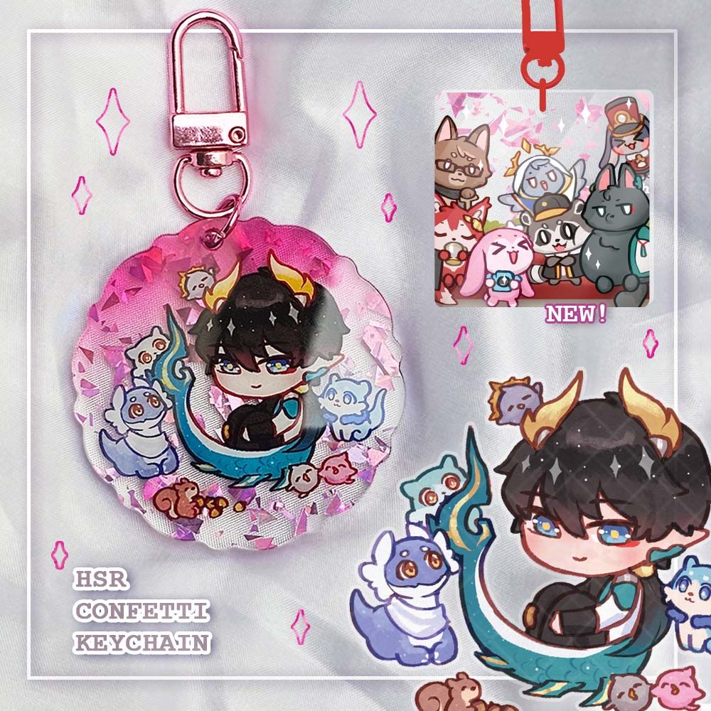 HSR Pink Confetti Keychain : Dan Heng PT, Astral Express