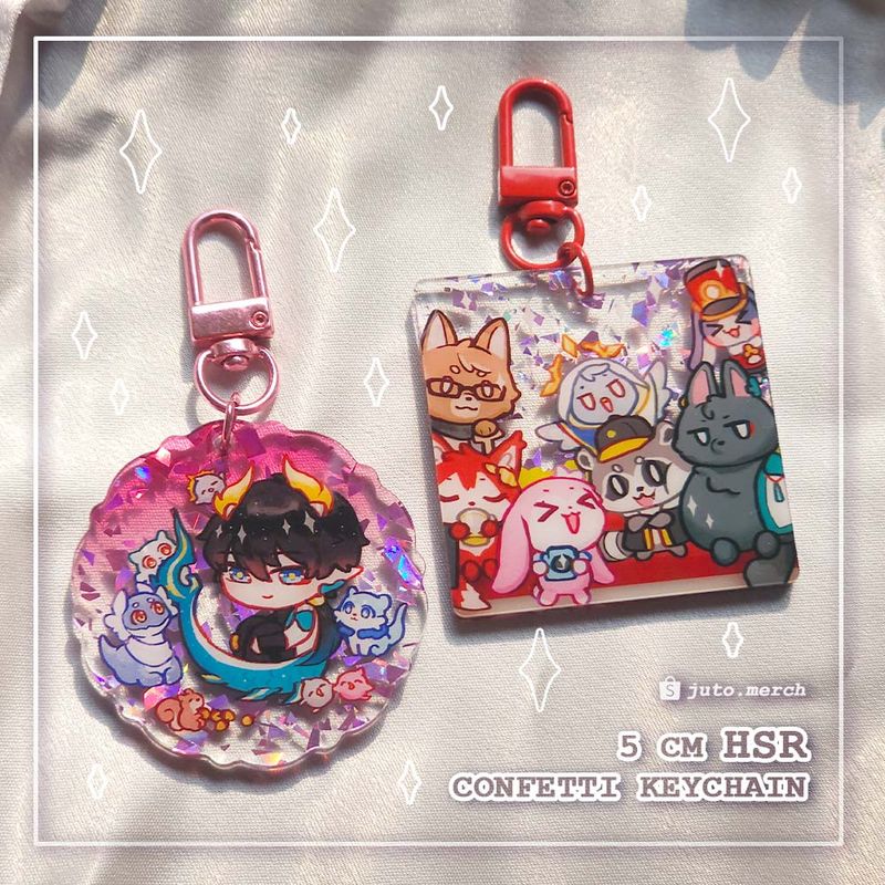 HSR Pink Confetti Keychain : Dan Heng PT, Astral Express
