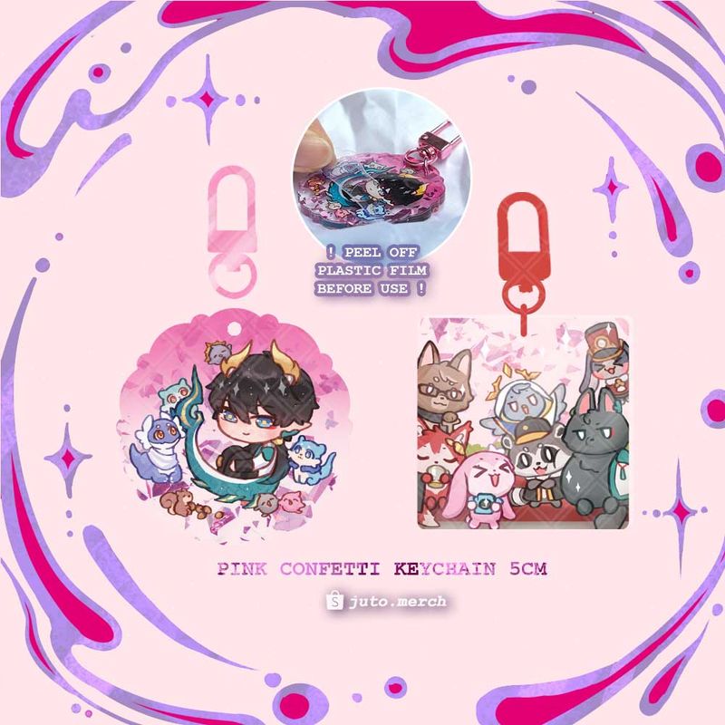 HSR Pink Confetti Keychain : Dan Heng PT, Astral Express
