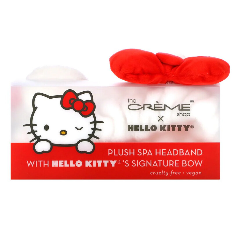 TCS Hello Kitty Plush Spa Headband with Kitty Bow (Red)