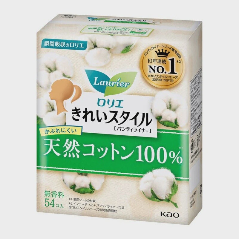 Kao Laurier Pantyliner Natural Cotton 54P