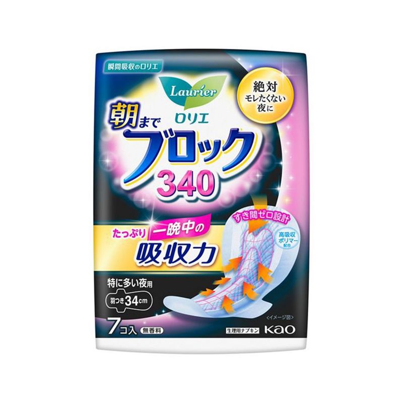 Kao Laurier Sanitary Napkin Speed+ Super Guard Night 340 W/ Wing