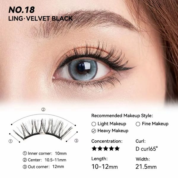 Wosado Soft Magnetic Eyelashes, type: No. 18 Velvet Black