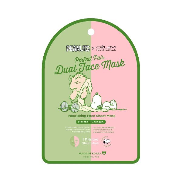 Celavi Peanuts Dual Face Mask (Matcha+ Collagen)