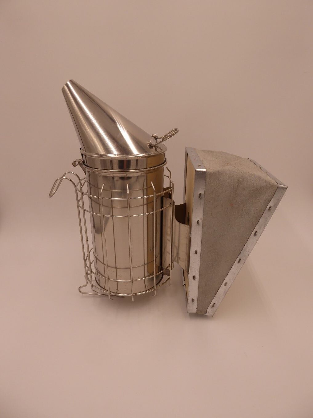 Smoker 10 cm Edelstahl Blasebalg mit echten Leder und Innen- Rauchdose