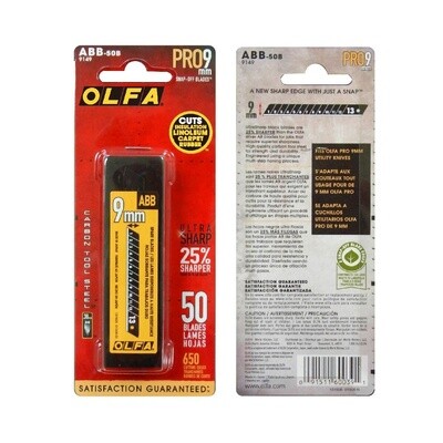 Olfa EXCEL BLACK™ Ultra Sharp Blade 9mm - Pack of 50 (ABB50B)