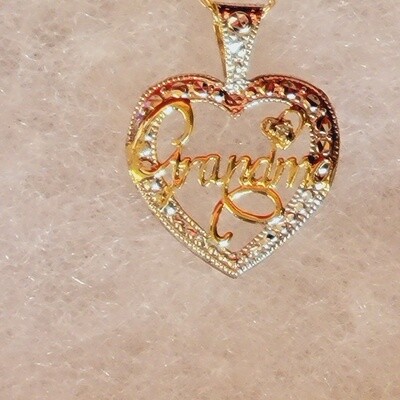10KT Diamond GRANDMA  Pendent and Necklace