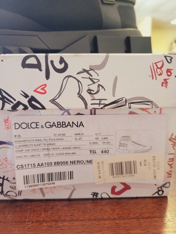 Dolce &amp; Gabbana Black Sneakers Size 44 (US 10)