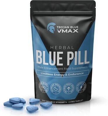 20 x Trojan Blue Vmax | Herbal Supplement Blue Pills for Men | High Strength Performance Powerful Fast Acting 20 x Trojan Blue Vmax | Herbal Supplement Blue Pills for Men | High Strength Performance Powerful Fast Acting