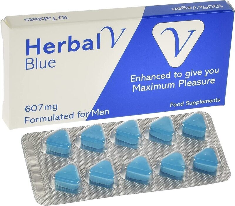 Herbal V Blue Supplement Pills for Men - Powerful Fast Acting Enhancing Male Stamina Booster