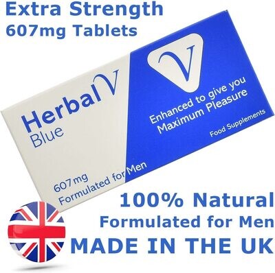Herbal V Blue Supplement Pills for Men - Powerful Fast Acting Enhancing Male Stamina Booster