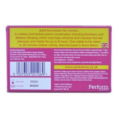 Pink Venus™ Natural Female Intimate Performance Supplement 10 Tablets