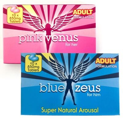 Blue Zeus &amp; Pink Venus Natural Arousal Supplement For Him &amp; Her x 30⭐️⭐️⭐️⭐⭐