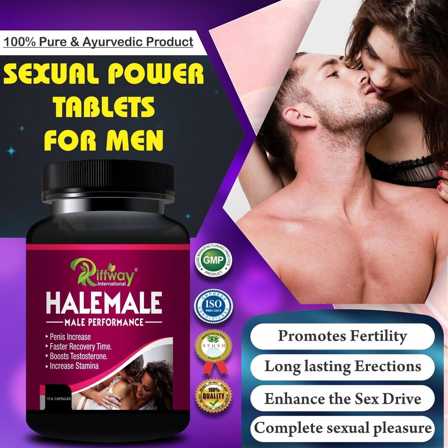 Sabates HALEMALE Male Enhancement, Sex Pills for Men, Strong Natural Energy Booster 30 pills