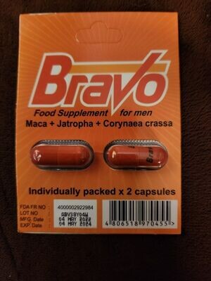 GENUINE BRAVO MEN&#39;S SEX FOOD HERBAL SUPPLEMENT INTIMACY PERFORMANCE 10 PILL PACK