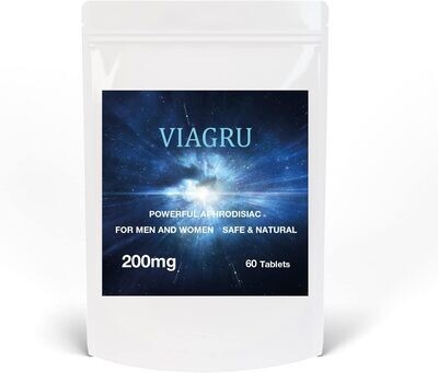 Viagru 200mg 60 High Dose Blue Tablets for Men and Women, Stay Harder for Longer, Natural and Safe