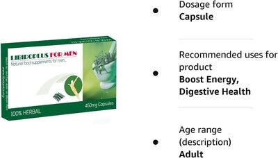 New! Super Extra-Strong LIBIDOPLUS® - GINSENG AND HERBAL FOOD SUPPLEMENT FOR MEN. The Most Effective Natural, Powerful and Fast Acting Food Supplement for men! - (Pack of 10 Capsules)