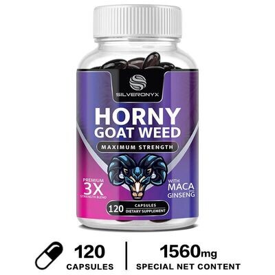 Horny Goat Weed Capsules - Supports Energy &amp; Stamina - Testosterone Booster 120 CAPS