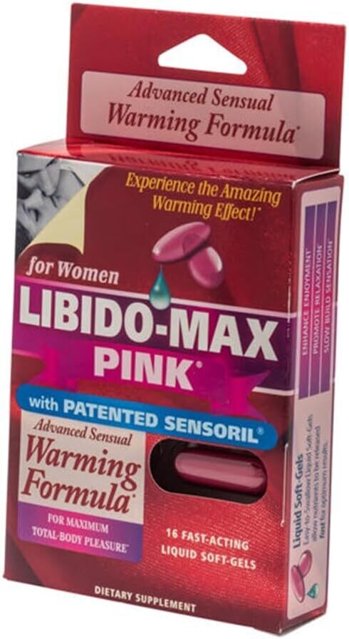 Applied Nutrition Libido Max Pink, Used for Women Female Advanced Sensual Eatming Formula, Fast Acting Liquid - 16 Softgel