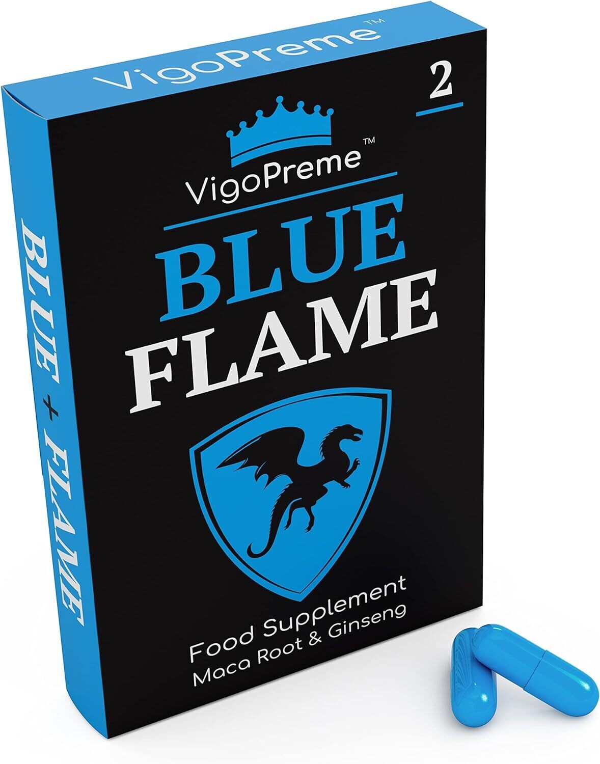 VigoPreme Blue Flame 950mg | 2 Capsules, Immediate Effect, Maximum Duration, 100% Natural for Men Only.