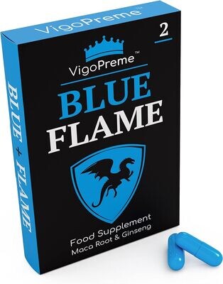 VigoPreme Blue Flame 950mg | 2 Capsules, Immediate Effect, Maximum Duration, 100% Natural for Men Only.