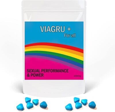Viagru + for All Vegan 200mg High Dose Blue Tablets, Sexual Health and Performance, Natural Herbal Supplement, Stay Harder for Longer (10)