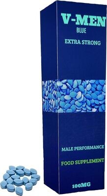 VBLUE Men | Extra Strong | Mens Supplement | X20 Blue Tablets | Ginseng | MAX Performance